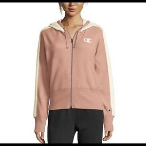 Champions heritage herringbone accent zip hoodi women new